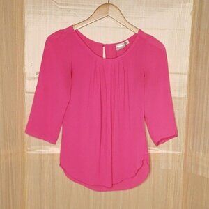 A'Gaci Womens Pink Roll Tab Sleeve Blouse Small